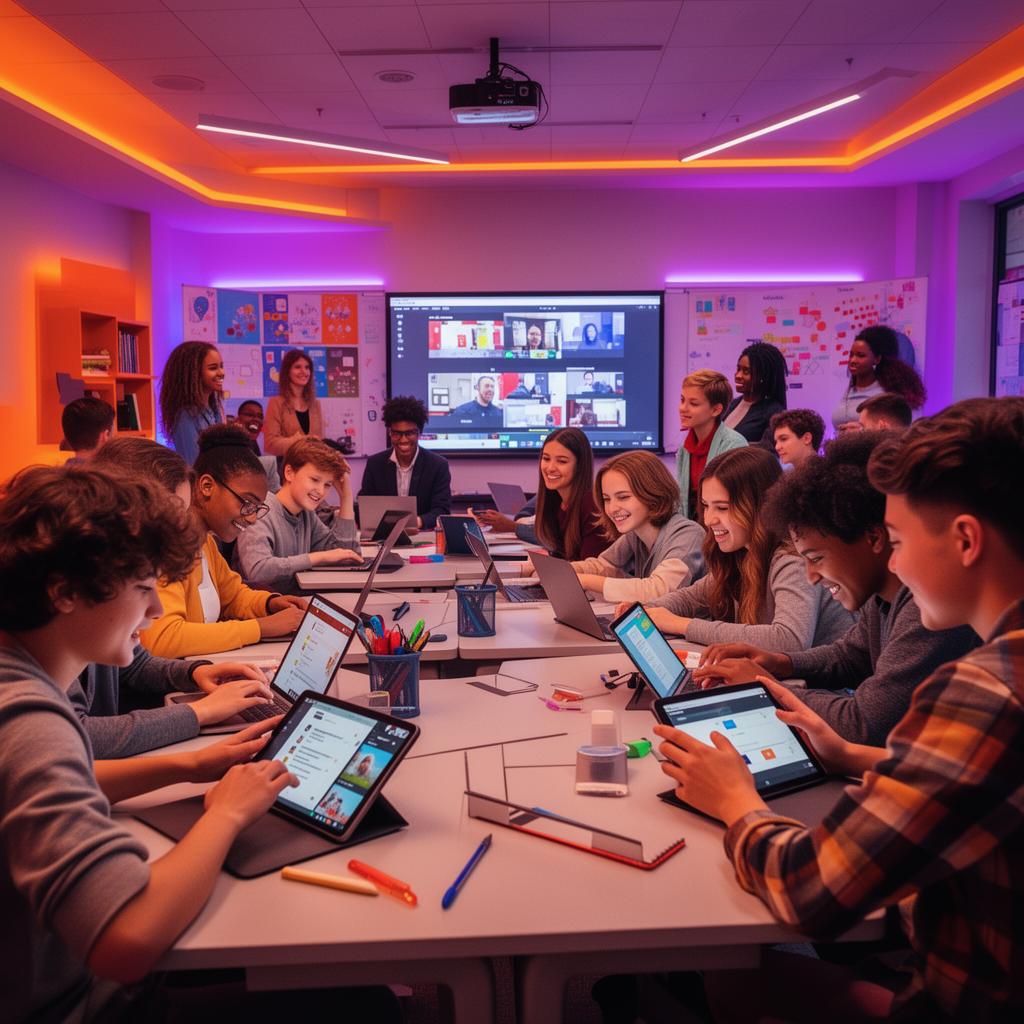 Alunos participando de uma experiência de aprendizagem